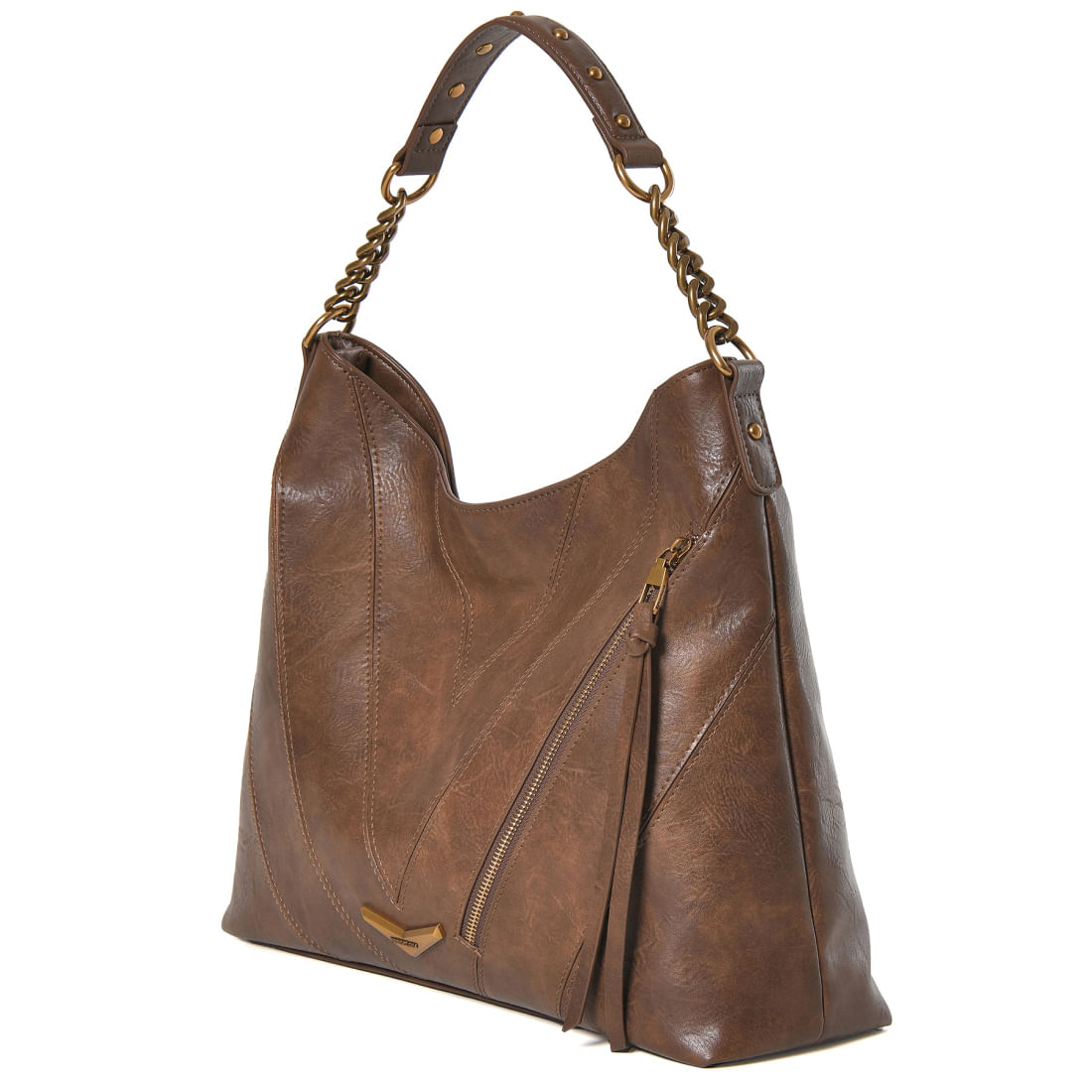Bolsa Via Marte Hobo Marrom Matelassê com detalhes dourados para benefícios